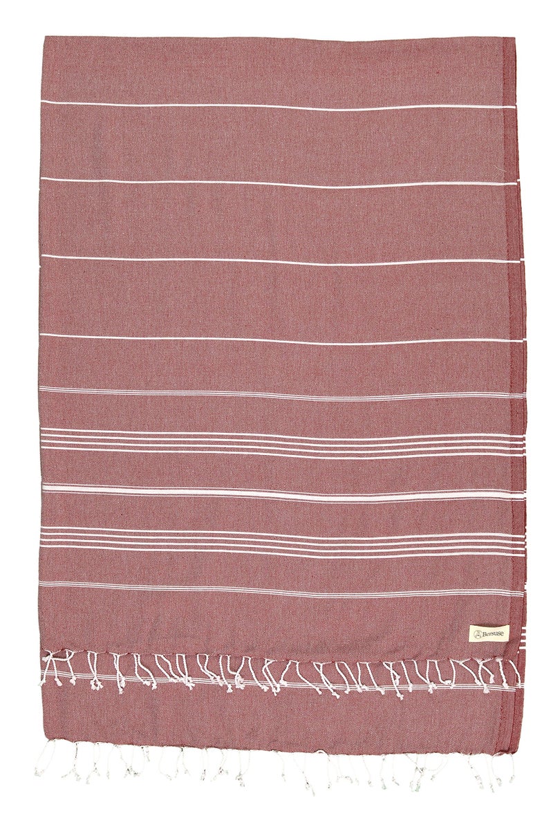 Bersuse Towels Anatolia XL Beach Blanket Throw Blanket Turkish Towel 100% Cotton Extra-Large Quick-Dry Lightweight Premium Peshtemal Towel - 61x82 Inches, Burgundy - Image 1